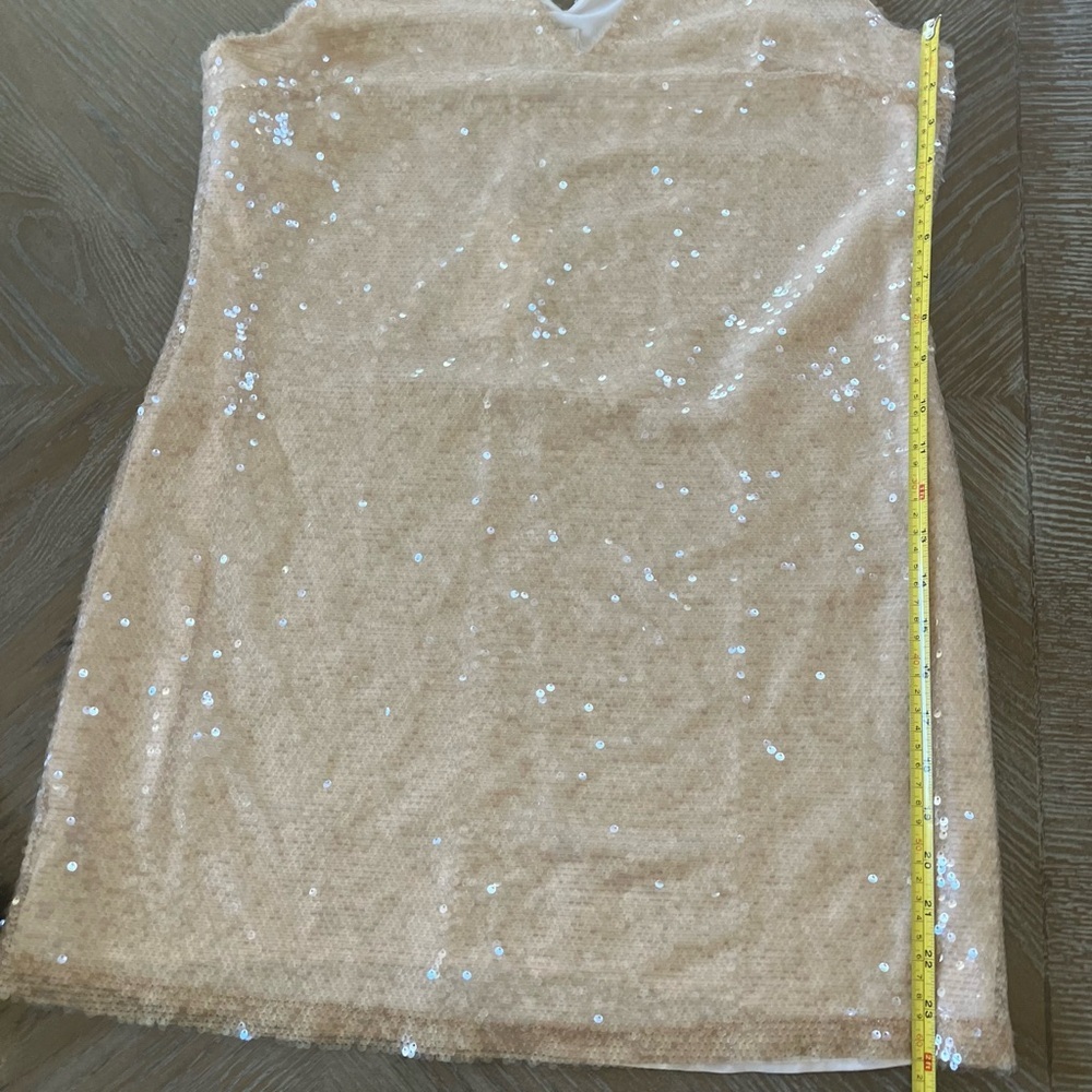 NWT A New Day Women's A-Line V-Neck Mini Sequin Party Dress - Cream (Medium) - Picture 9 of 9
